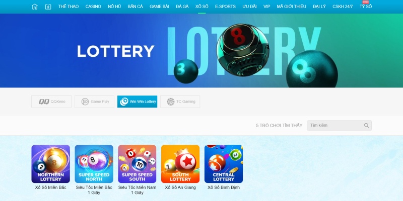 Giao diện tối giản và hiện đại của Win Win Lottery